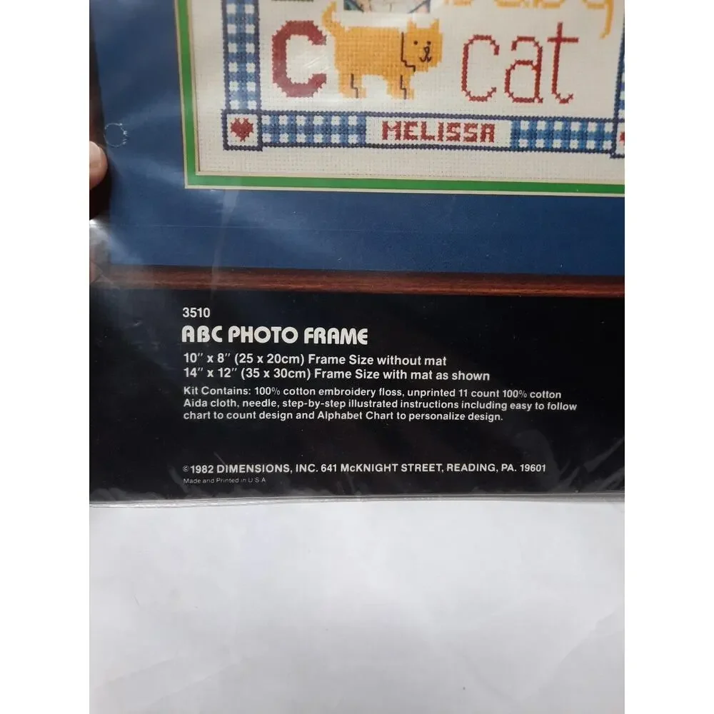 Vintage Dimensions Counted Cross Stitch Kit ABC Photo Frame Personalized Child